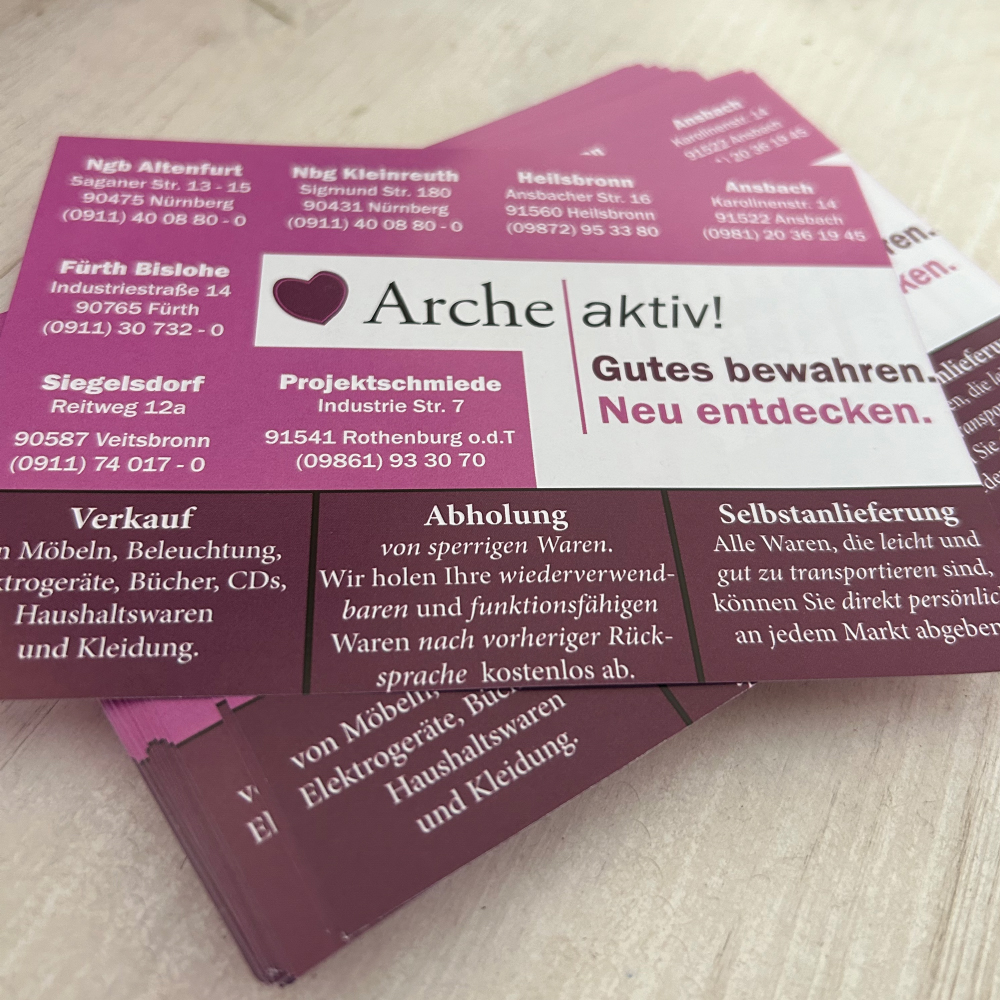 Flyer Gebrauchtwarenmarkt Arche Aktiv Rothenburg