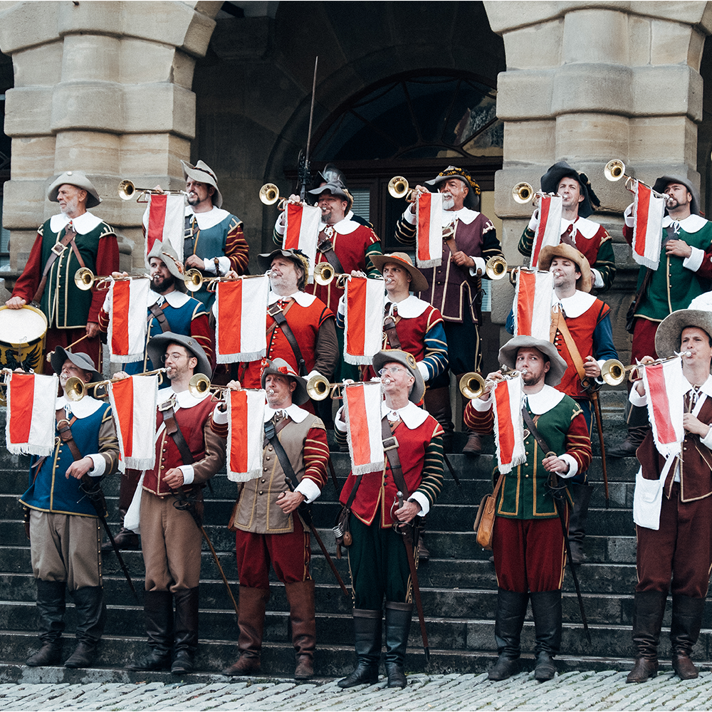 Historische Musikgruppe beim Meistertrunk in Rothenburg ob der Tauber