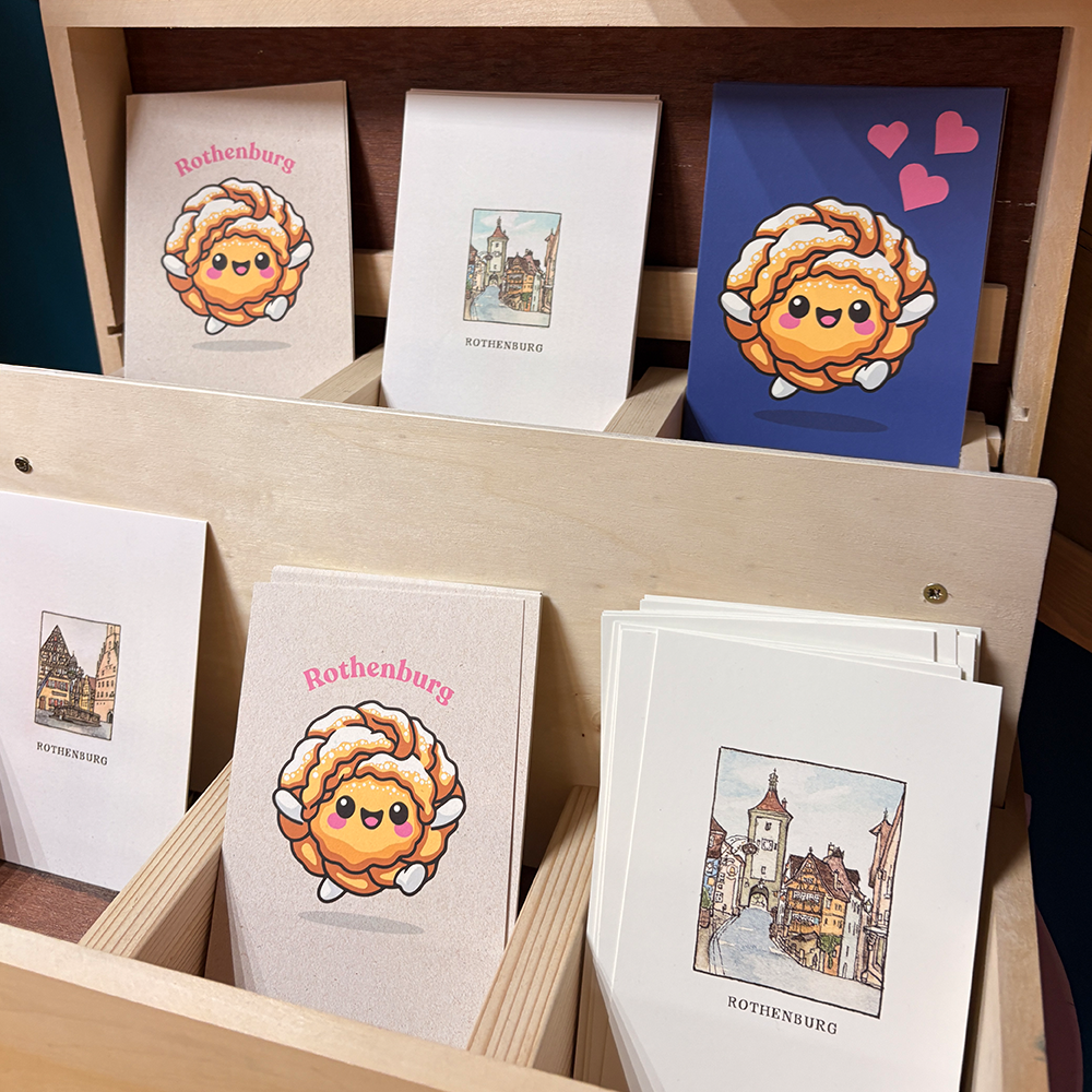 Postkarten im Pop-Up Store in Rothenburg ob der Tauber