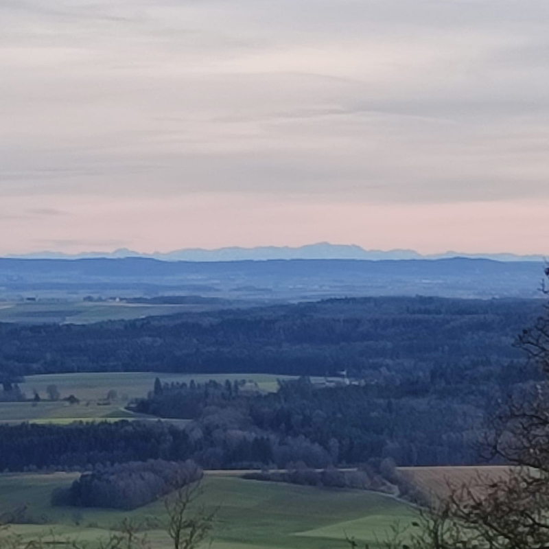 An einem Januartag konnte man vom Hesselberg bis zu den Alpen sehen.